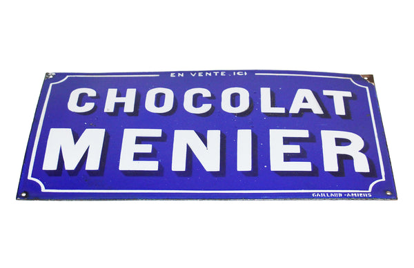 Ancienne plaque émaillée publicitaire Chocolat Menier / en vente ici / Gaillard Amiens