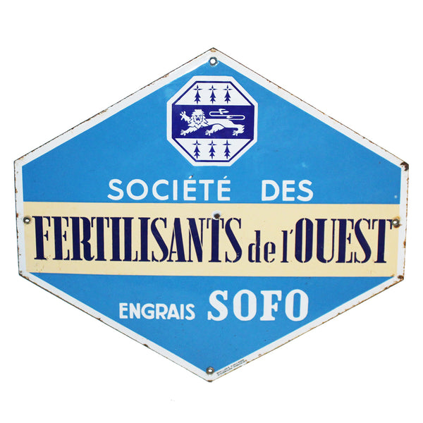 Ancienne plaque émaillée Engrais Sofo / Société des Fertilisants de l'Ouest