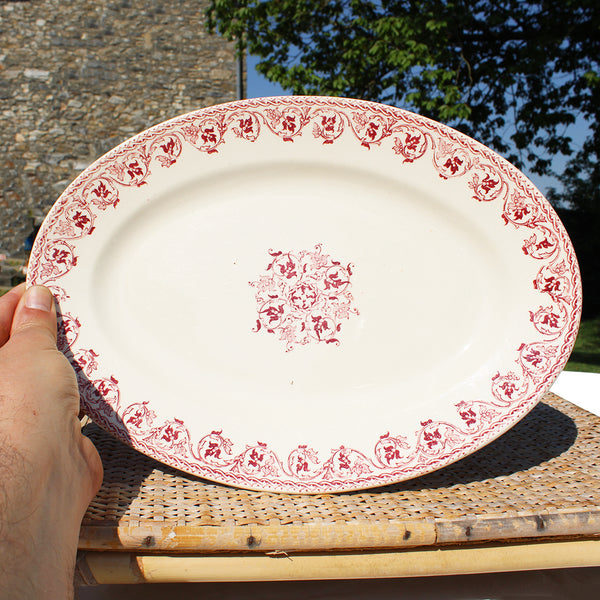Ancien plat ovale 33 cm en faïence de HB & Cie / Choisy le Roi modèle Brienne