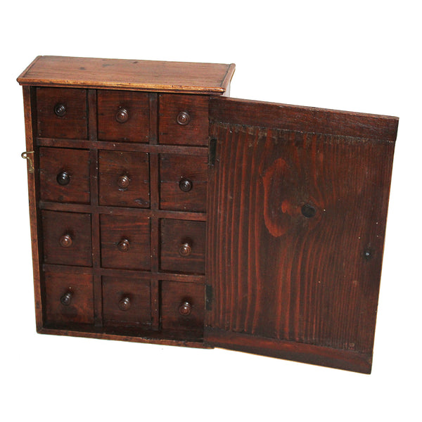 Ancienne petite armoire d'apothicaire / pharmacie / 12 tiroirs / layette