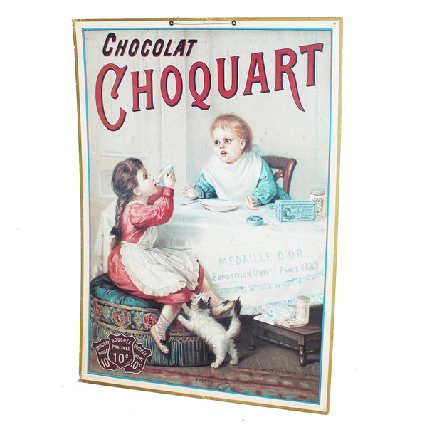 Affiche publicitaire cartonnée Chocolat Choquart / Bernard Carant / édition vintage