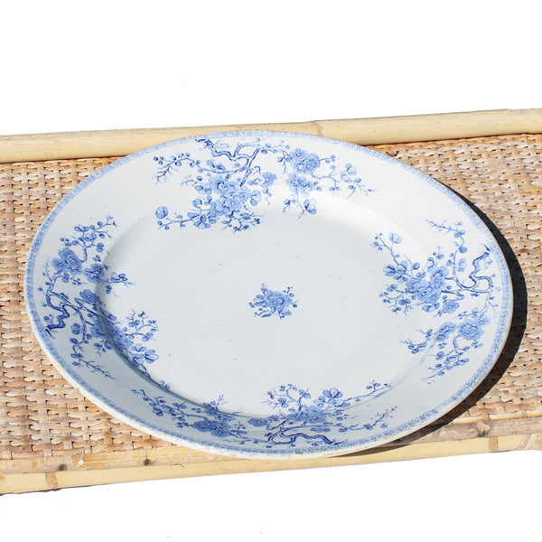Ancien plat rond 31.5 cm en faïence de Gien modèle Fleurette
