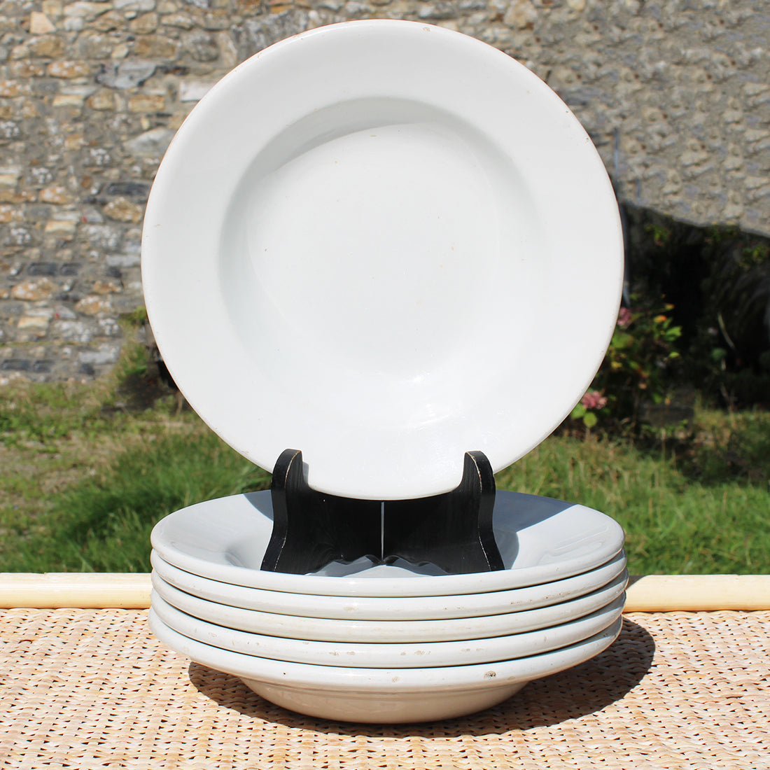 Ensemble de 6 assiettes creuses épaisses Creil et Montereau HBCM coloris blanc
