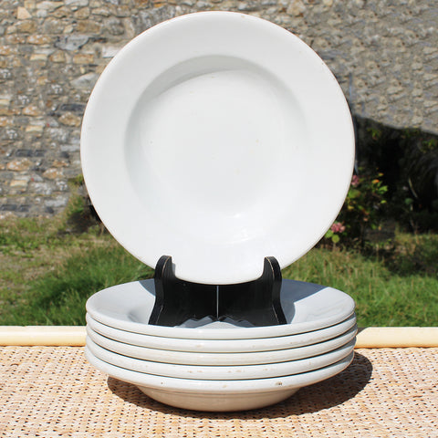 Ensemble de 6 assiettes creuses épaisses Creil et Montereau HBCM coloris blanc