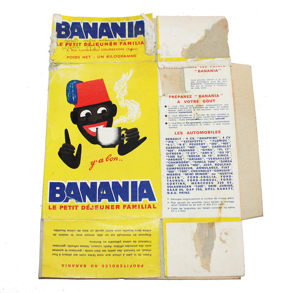 Ancienne boîte publicitaire Banania 1 kg en carton / à remonter / années 1960