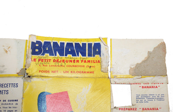 Ancienne boîte publicitaire Banania 1 kg en carton / à remonter / années 1960