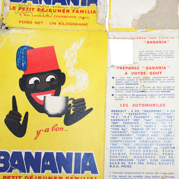 Ancienne boîte publicitaire Banania 1 kg en carton / à remonter / années 1960