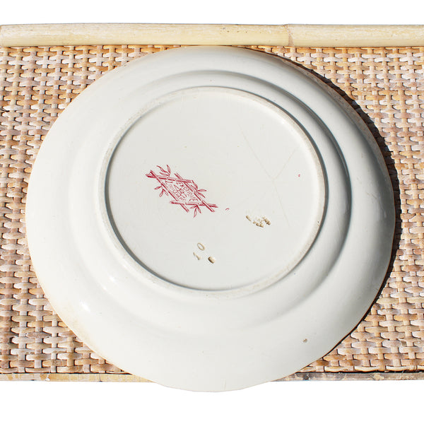 Ancien plat rond 30 cm en faïence de Longchamp modèle Exotique