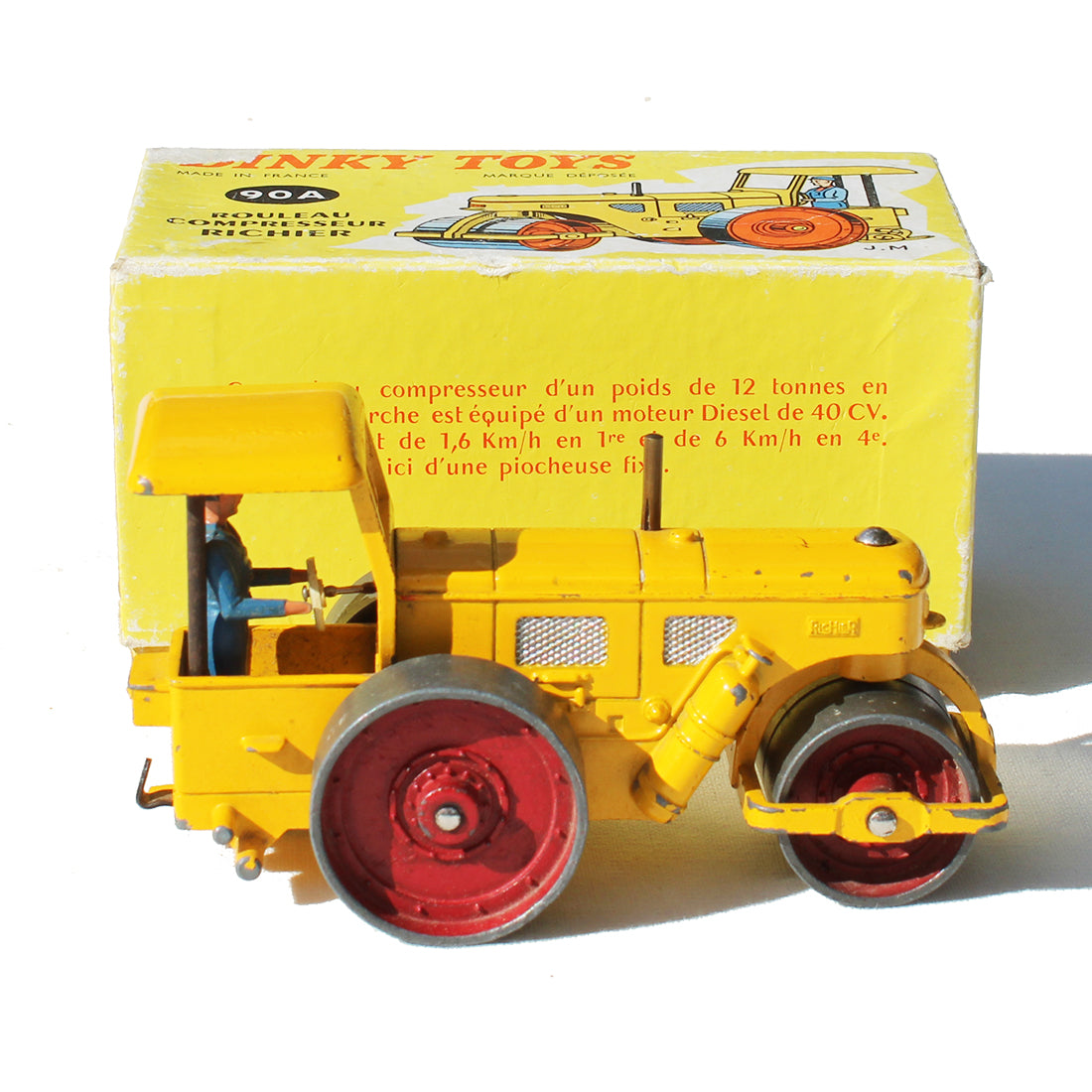 Véhicule miniature 1:43 Dinky Toys 90A Rouleau Compresseur Richier / en boîte