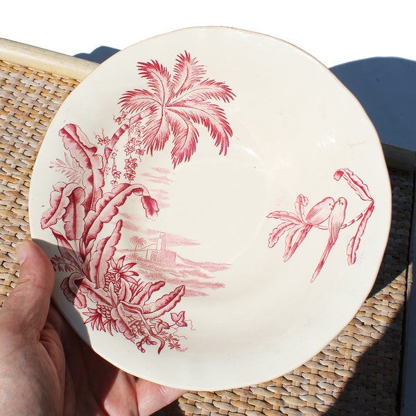 Ancien compotier en faïence de Longchamp modèle Exotique