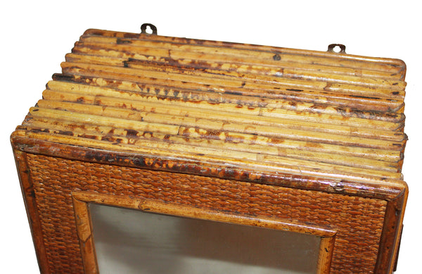 Petite armoire à pharmacie vintage en bambou – porte miroir