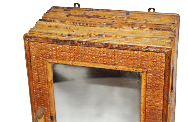 Petite armoire à pharmacie vintage en bambou – porte miroir