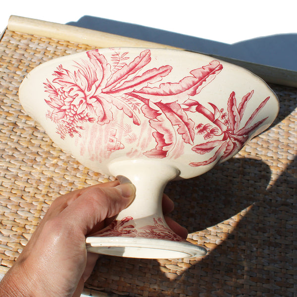 Ancien compotier en faïence de Longchamp modèle Exotique