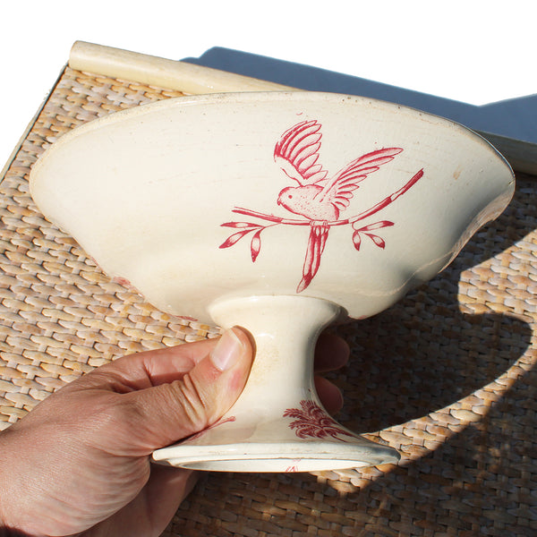 Ancien compotier en faïence de Longchamp modèle Exotique