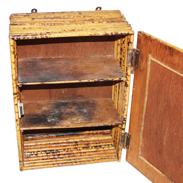Petite armoire à pharmacie vintage en bambou – porte miroir