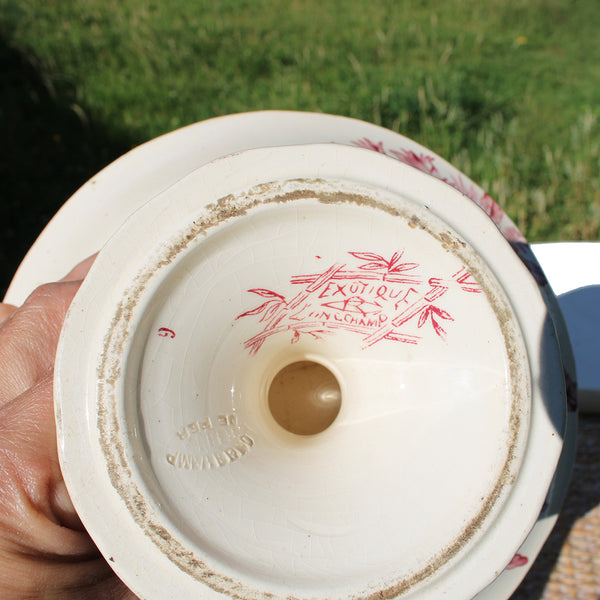 Ancien compotier en faïence de Longchamp modèle Exotique