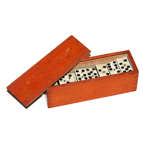 Ancien jeu de dominos en os & ébène complet