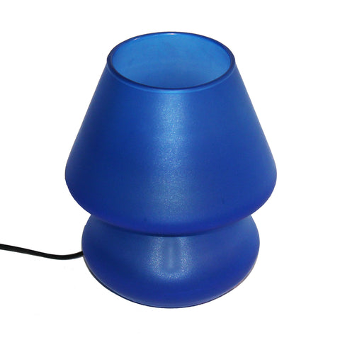 Lampe de table Habitat champignon modèle Alpha 2 en verre givré coloris bleu