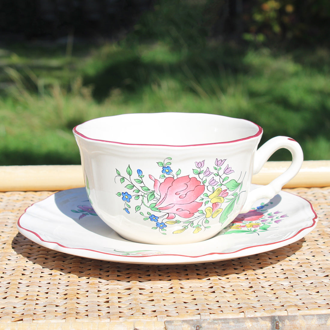 Grande tasse à déjeuner + soucoupe en faïence de Lunéville modèle Réverbère