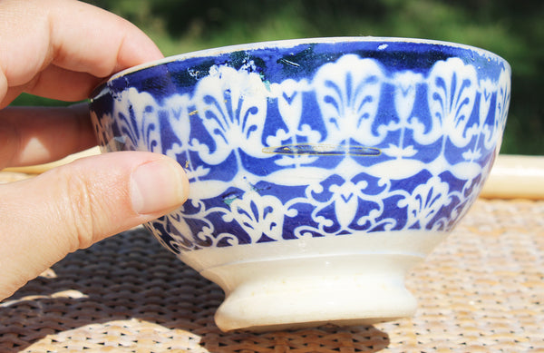 Ancien bol en faïence / motifs bleus / Digoin ? Creil ?