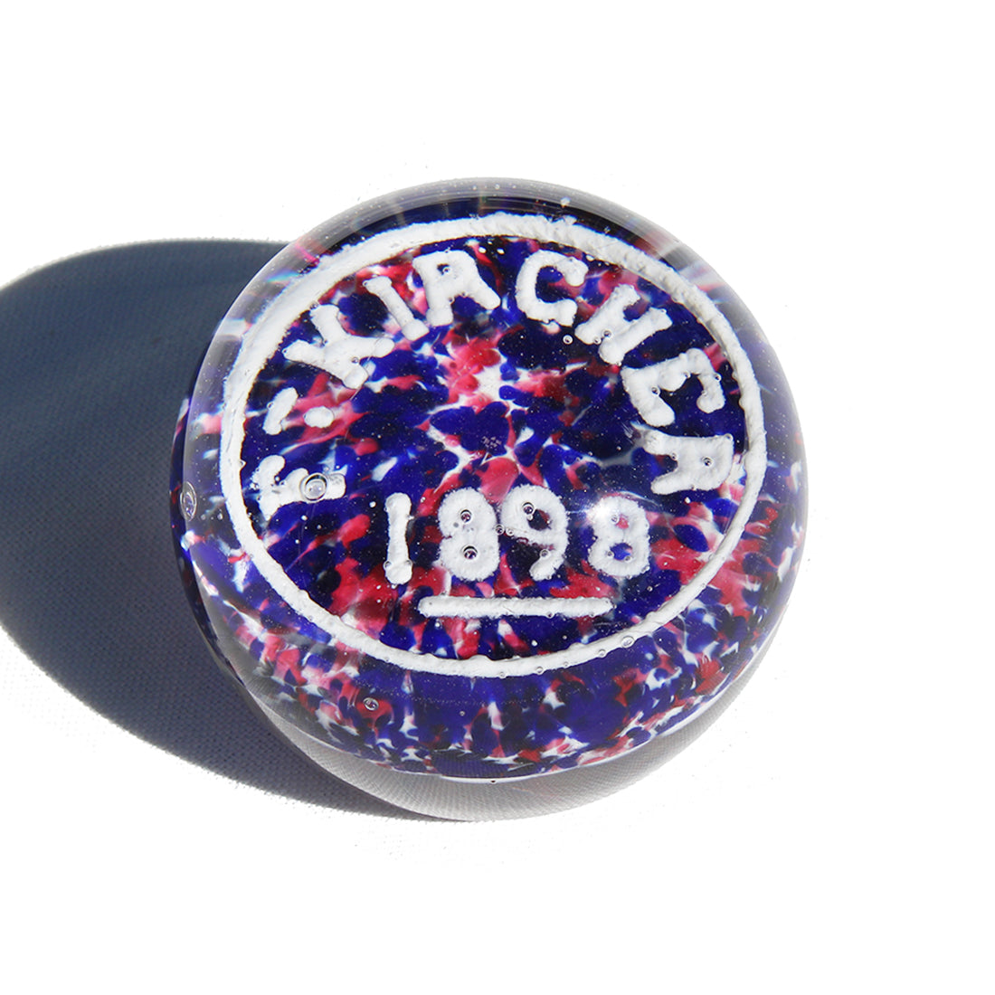 Ancien presse papier / sulfure en verre XIXème siècle / nom F. Kircher