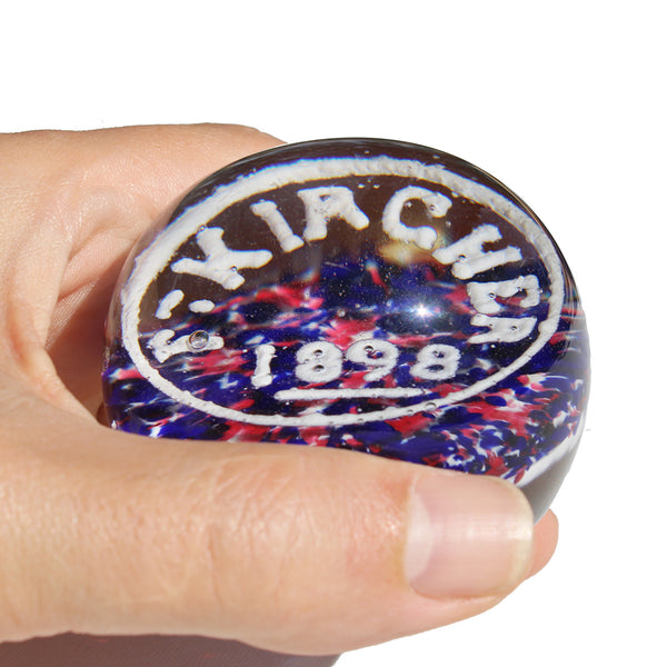 Ancien presse papier / sulfure en verre XIXème siècle / nom F. Kircher