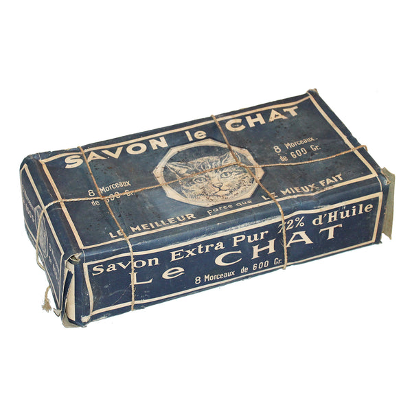 Ancienne boîte publicitaire pleine de 8 savons Le Chat / ca. 1930