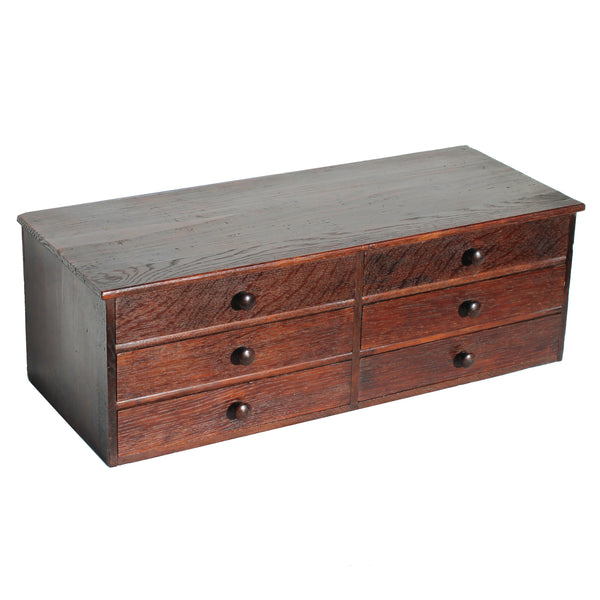 Grande layette d’horloger ancienne en chêne 64 cm – meuble d’atelier / de métier - 6 tiroirs