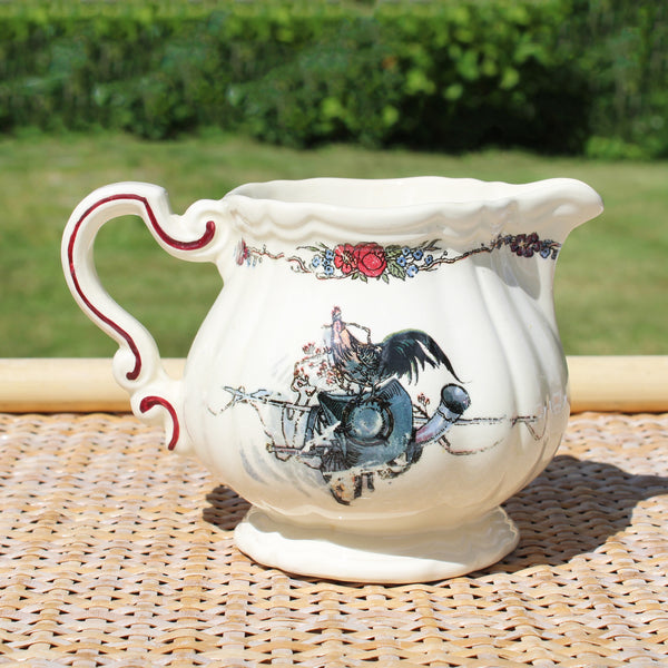 Ancien pot à lait / crémier en faïence de Sarreguemines modèle Obernai Henri Loux