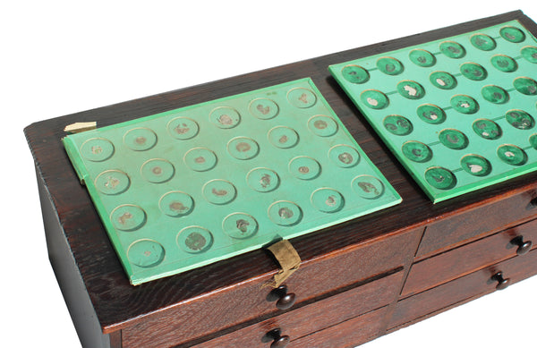 Grande layette d’horloger ancienne en chêne 64 cm – meuble d’atelier / de métier - 6 tiroirs