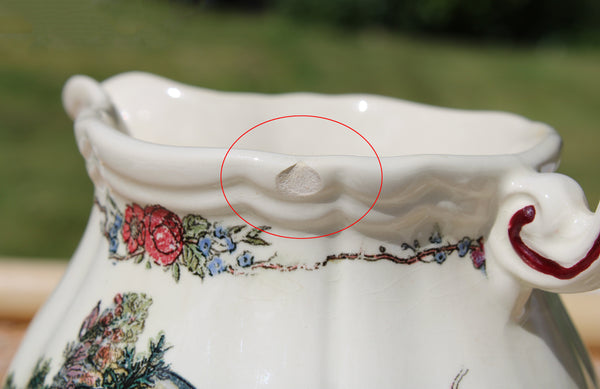 Ancien pot à lait / crémier en faïence de Sarreguemines modèle Obernai Henri Loux