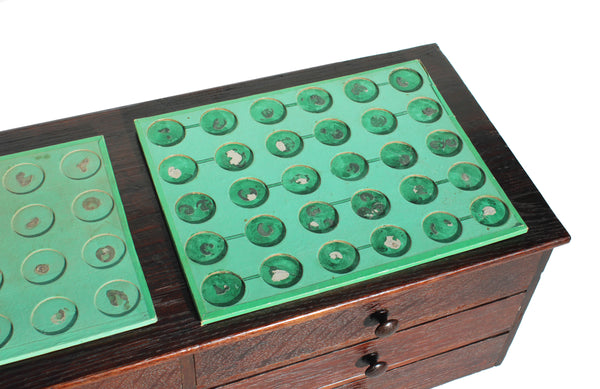 Grande layette d’horloger ancienne en chêne 64 cm – meuble d’atelier / de métier - 6 tiroirs