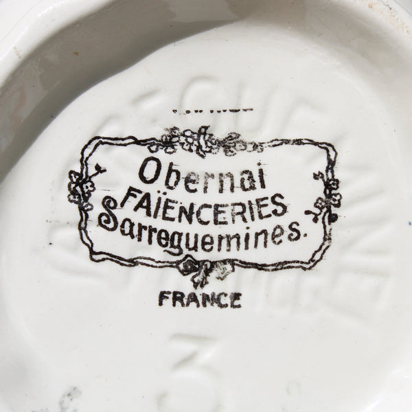 Ancien pot à lait / crémier en faïence de Sarreguemines modèle Obernai Henri Loux