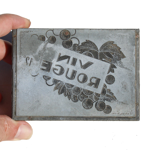 Ancienne matrice d'impression / tampon Vin Rouge 12 °