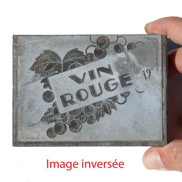 Ancienne matrice d'impression / tampon Vin Rouge 12 °
