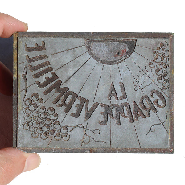 Ancienne matrice d'impression publicitaire / tampon La Grappe Vermeille