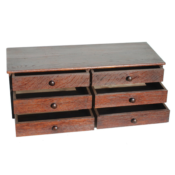 Grande layette d’horloger ancienne en chêne 64 cm – meuble d’atelier / de métier - 6 tiroirs