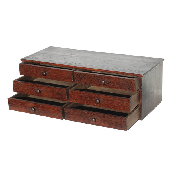Grande layette d’horloger ancienne en chêne 64 cm – meuble d’atelier / de métier - 6 tiroirs