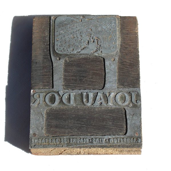 Ancienne matrice d'impression publicitaire / tampon Joyau d'Or / C. Lebreton Vins Maure de Bretagne