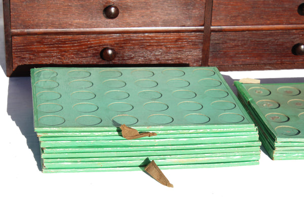 Grande layette d’horloger ancienne en chêne 64 cm – meuble d’atelier / de métier - 6 tiroirs