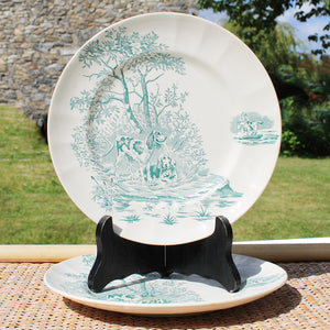 Paire d'assiettes plates 22 cm en faïence de Longchamp modèle Veneur