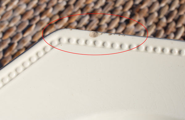 Assiette octogonale Sarreguemines – Faïence ivoire – Décor perlé (1920–1950) - no Creil et Montereau