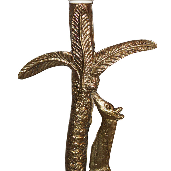Ancien pied de lampe en laiton girafe et palmier style art nouveau