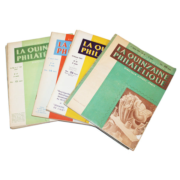 Ensemble de 16 magazines / revues La quinzaine Philatélique année 1947 complète