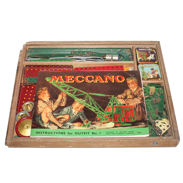 Ancienne grande boîte / coffret en bois Meccano outfit n° 1 ca. 1920