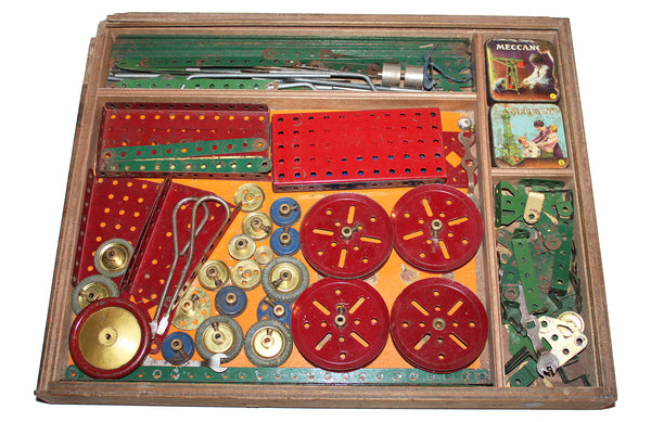 Ancienne grande boîte / coffret en bois Meccano outfit n° 1 ca. 1920