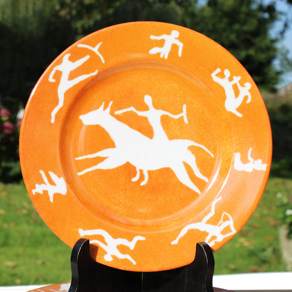 Série de 7 assiettes 21.8 cm vintage en porcelaine de Limoges peintures rupestres