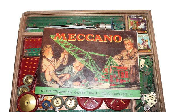 Ancienne grande boîte / coffret en bois Meccano outfit n° 1 ca. 1920