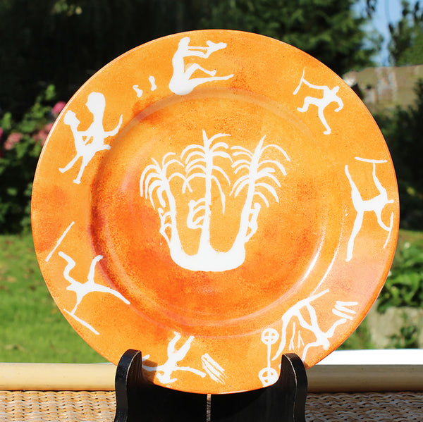 Série de 7 assiettes 21.8 cm vintage en porcelaine de Limoges peintures rupestres