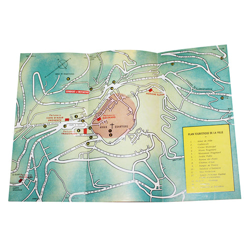 Ancien dépliant / plan touristique de la ville de Grasse